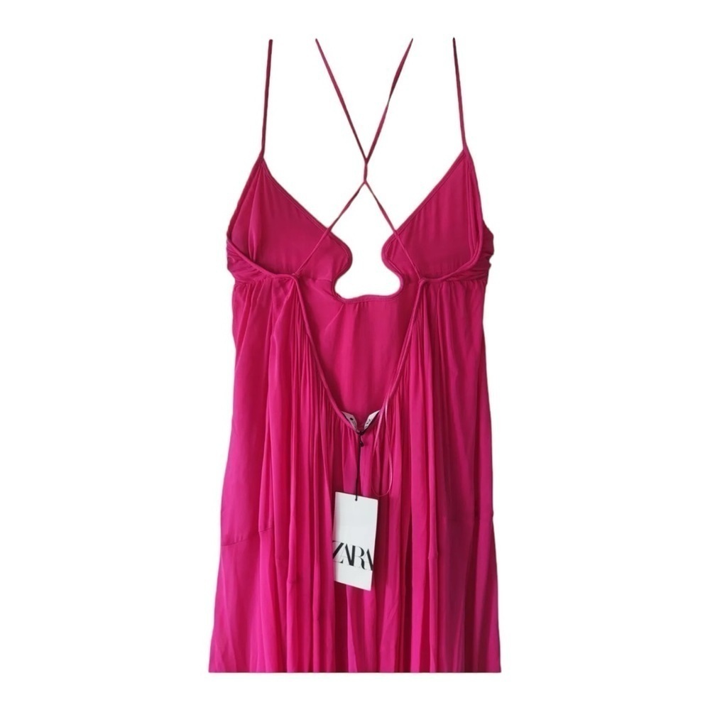 Women’s Fuchsia Halter Maxi Dress - Lightweight Beach Cover-Up - Picture 14 of 15